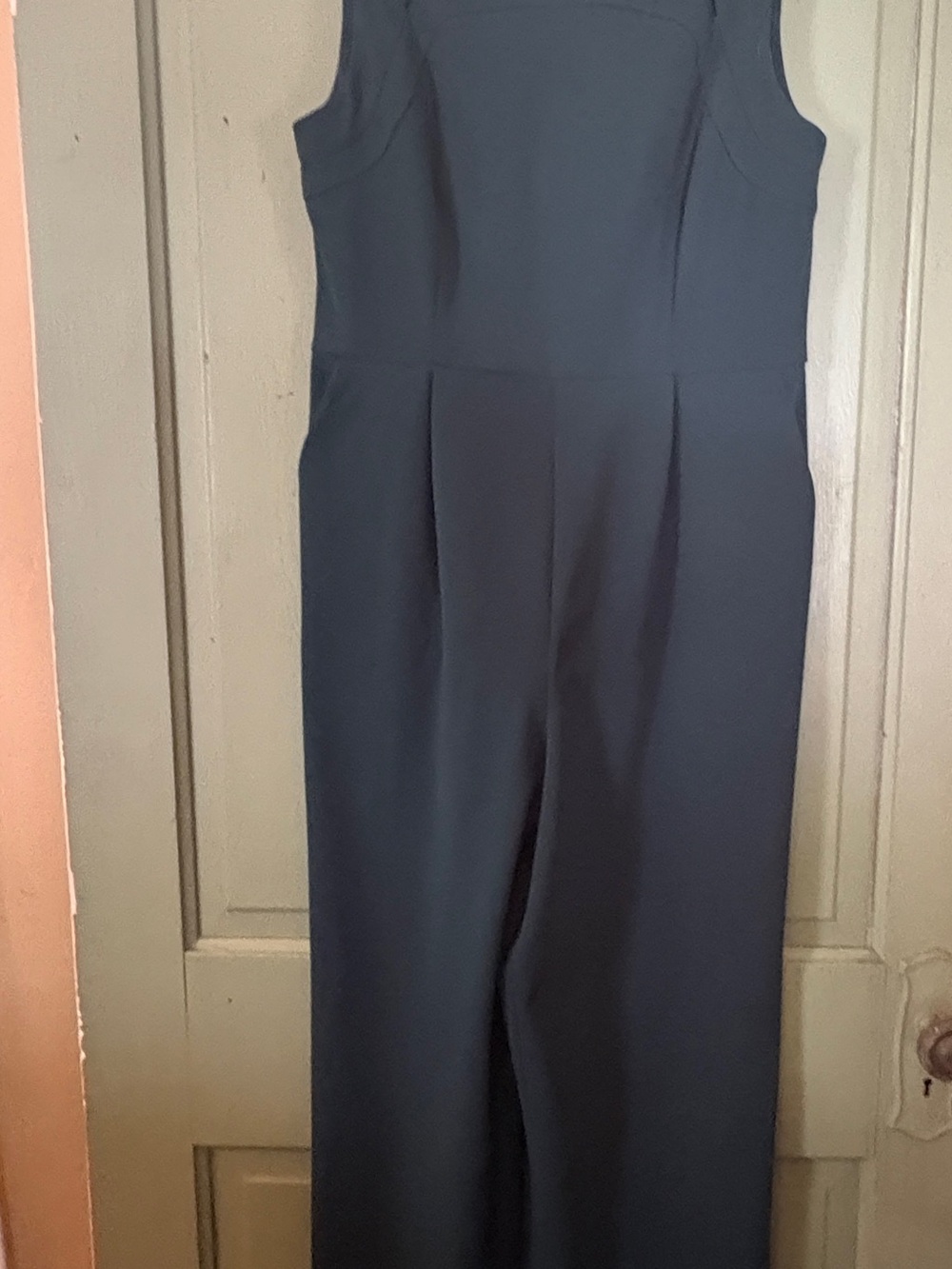 Calvin Klein Sleeveless Navy Jumpsuit with Wide Legs